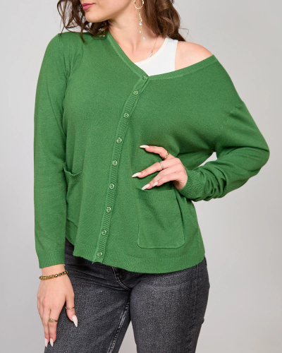 Royalfashion Green women's cardigan sweater with pockets
