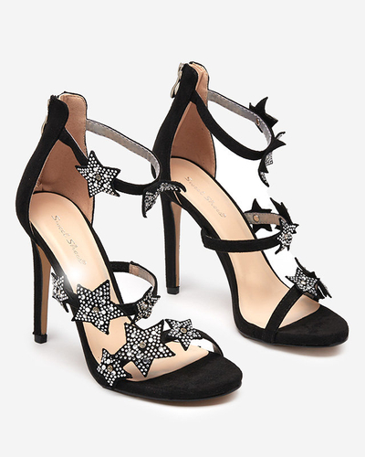 Royalfashion Black women's stiletto sandals with stars Stareli