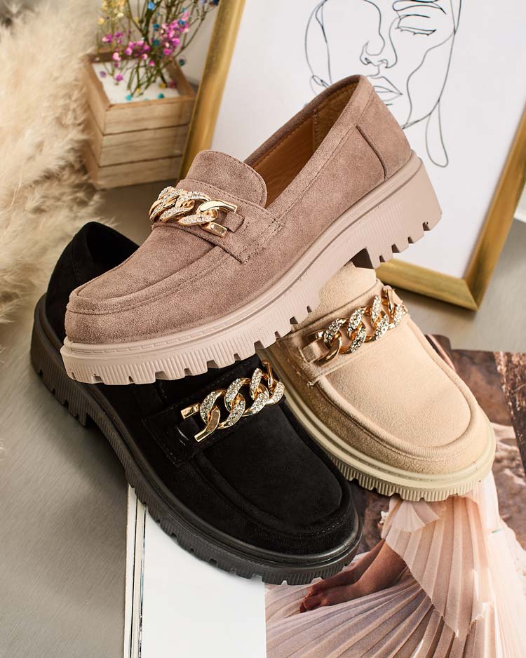 Royalfashion Women's eco suede moccasins with ornament Lehels