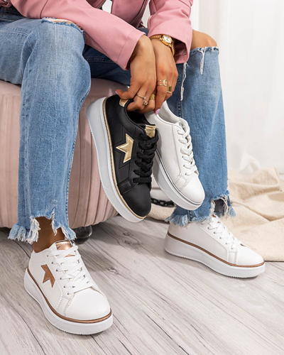 White and pink Taqeva women's sports shoes - Footwear