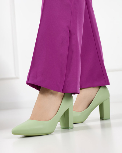 OUTLET Light green women's pumps on the post Sweet - Footwear