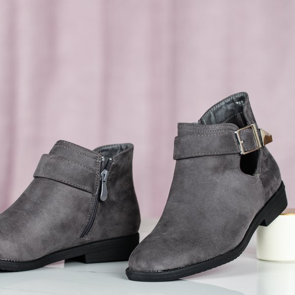 Szare sztyblety ze srebrną klamrą Stefania - Obuwie