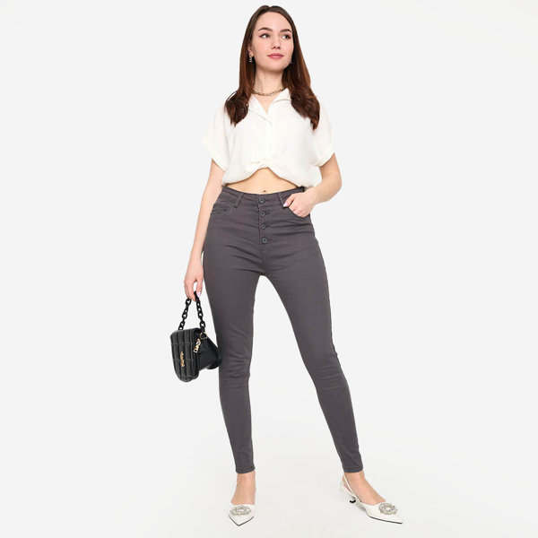 Tumši pelēki sieviešu šauri džinsi - Apģērbs