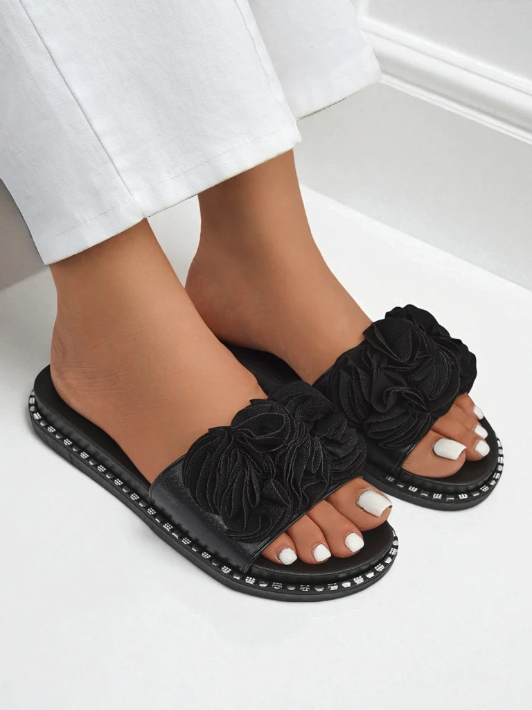 Royalfashion sieviešu plakanās zoles iešļūcenes Flora Verde