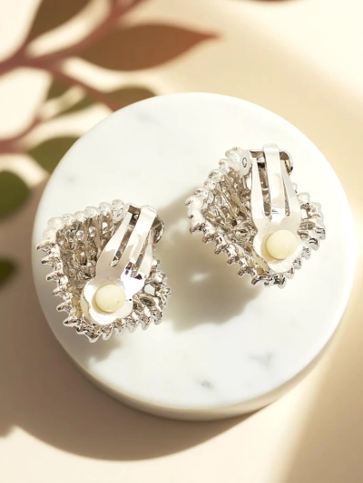 Royalfashion Sieviešu klipšu auskari ar kubiskā cirkonija akmeņiem