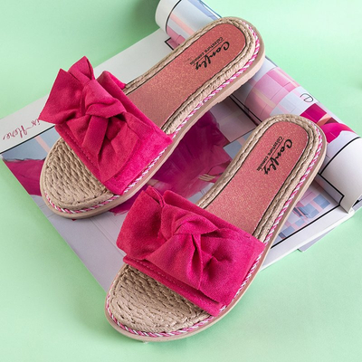 Fuchsia women's slippers with a Foas bow - Footwear