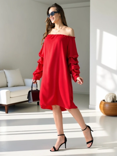 Royalfashion Smooth women's dress a'la Spanish with ruffles