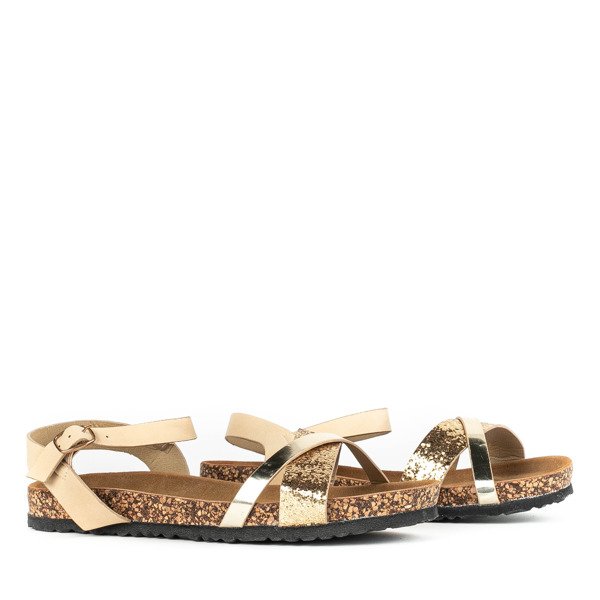 Beige and gold sandals with a glitter strap Nincoa - Footwear