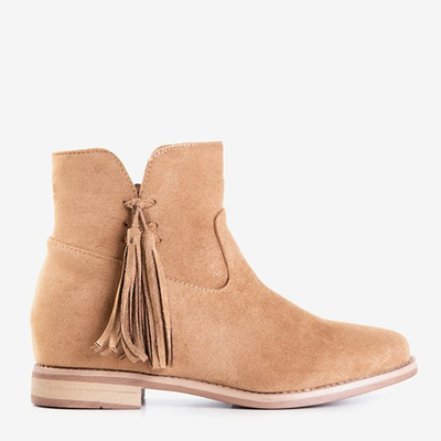 Light brown women's boots on an indoor wedge Drezden - Footwear