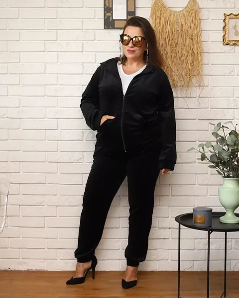Royalfashion Melns sieviešu treniņtērpa komplekts PLUS SIZE