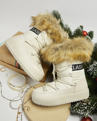 Бежевые женские сапоги-слипы с мехом Lilitsa- Footwear