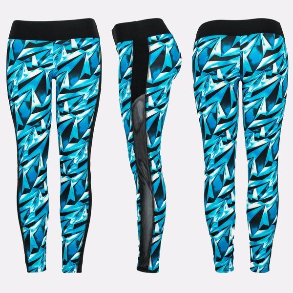 Blue leggings with a geometric pattern - Pants 1