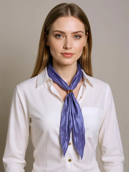Aurelia Granatowy Šalik Damški Plisowany 100% Poliester Fashion