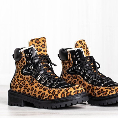 Leopard print boots insulated with Dori sheepskin coat - Footwear