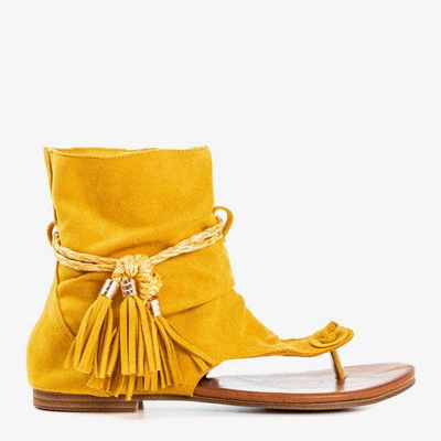 Mustard flip-flop sandals with Semara upper - Footwear 1