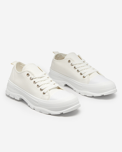 White and ecru women's sneakers on a higher sole Mytiko - Footwear