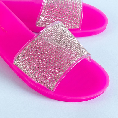 Fuchsia women's rubber slippers with cubic zirconia Niamh - Footwear