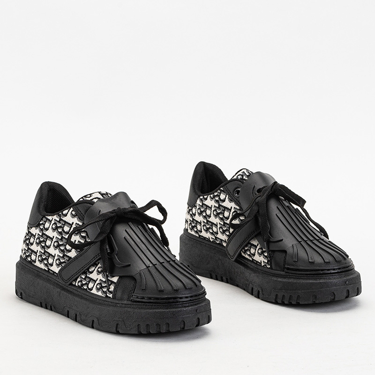 Black sports women's sneakers with Ibibis print - Footwear