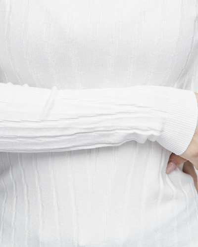 Women's V-neck white sweater - Clothing