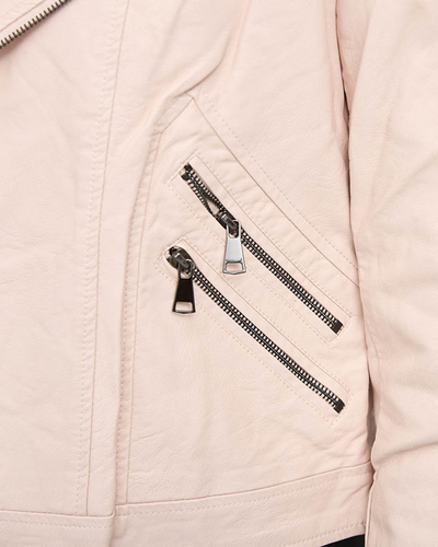 Women's eco-leather ramon jacket in light pink- Clothing