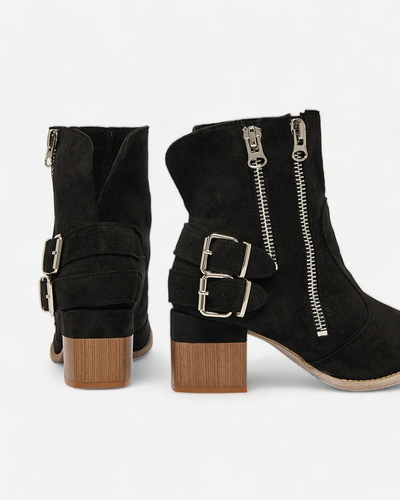 Royalfashion Decorated heeled boots in black Zerta