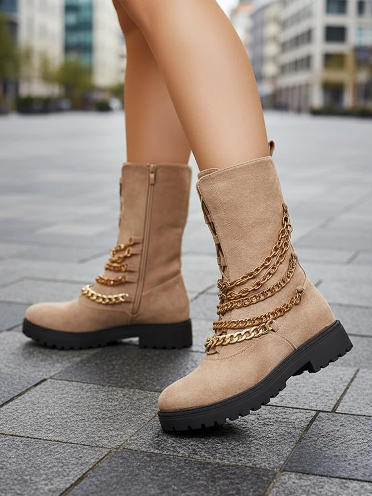 Royalfashion Sieviešu bagger zābaki gaiši brūnā krāsā Goserre