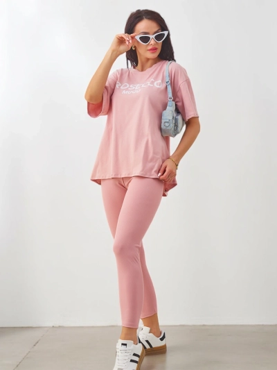 Royalfashion Женский хлопковый комплект с короткими рукавами и леггинсами