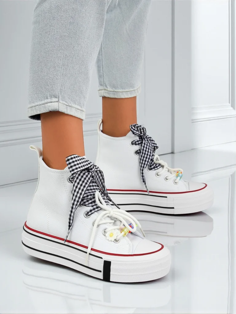 Women's Callista Bianca Sneakers – white fashionable flats with decorative beads