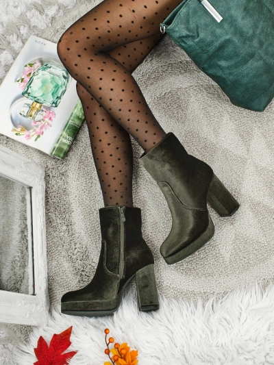 Women's Heeled Ankle Boots Velour Style Miss