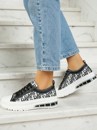 Sneakers Livia w Kolorze Czarno-Białym z Platformą