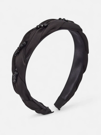 Royalfashion Opaska na włosy z plecionką w warkocz i perełkami