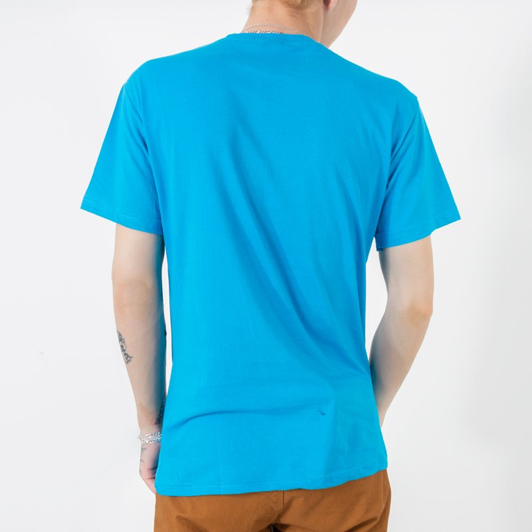 Blue printed cotton men's t-shirt - Clothing