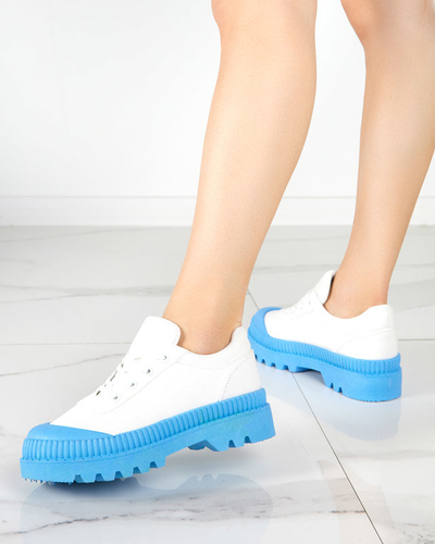 OUTLET Women's white sneakers with a blue sole Comp - Footwear