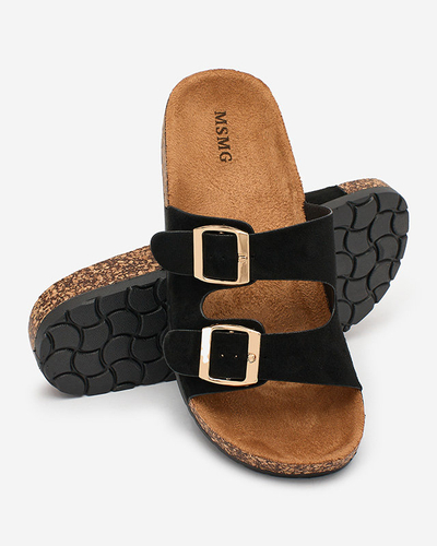 Letitia women's slippers black, suede, flat heel, Italian design