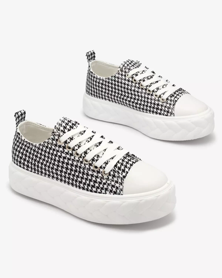 Royalfashion Черно-белые женские кроссовки из пепита Aderin
