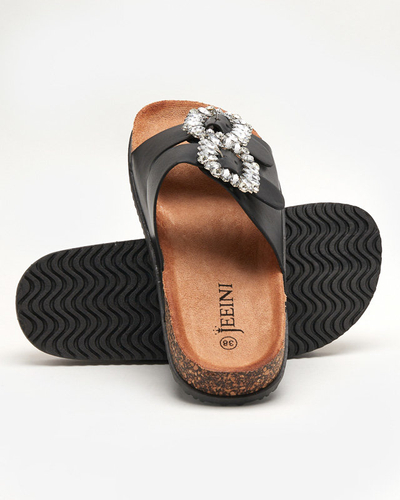 Melnas sieviešu čības ar aizdarēm Oterina - Apavi