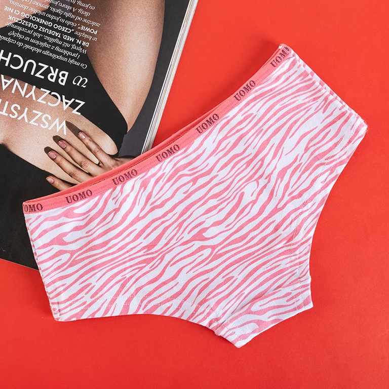 Women's coral cotton patterned panties with a doggy print - Clothing