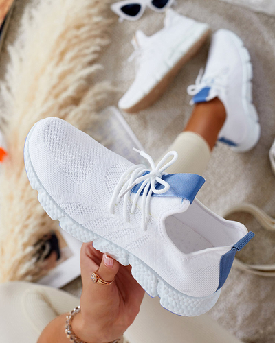 White and blue Baym women's sports shoes - Footwear
