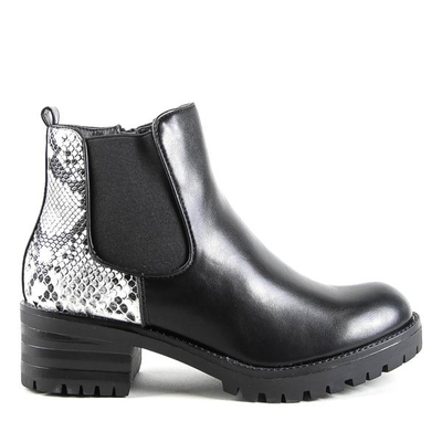 Black ankle boots on a low post by Clancy - Footwear