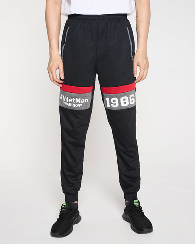 Men's black sweatpants with inscriptions - Clothing