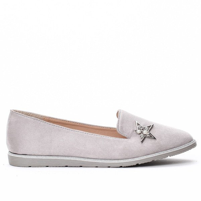 Szare mokasyny z gwiazdką - Obuwie