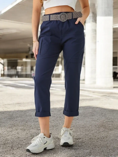 Royalfashion Women's viscose trousers with a belt