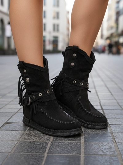 Royalfashion Black women's boots with hidden anchor Dibisa