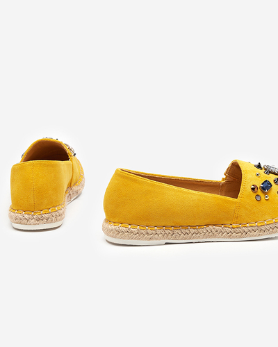 OUTLET Yellow eco-suede espadrilles for women with cubic zirconias Mediros - Footwear