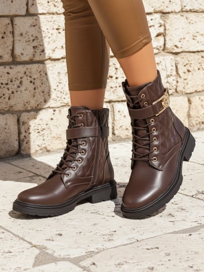 Sable Rose Quilted Faux Leather Ankle Boots