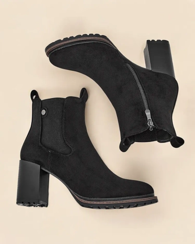Royalfashion Women's eco-suede ankle boots on a pillar Idilla