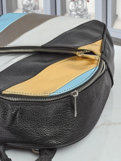 Royalfashion Women's backpack made of eco leather with stripes Metallic Stripes