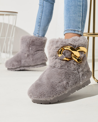 Grey women's snow boots with fur Sattopa- Footwear
