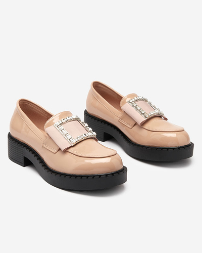 OUTLET Lacquered shoes with a buckle in nude color Fogim- Footwear