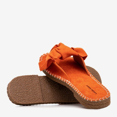 Ladies' orange sandals with a Latusa bow - Footwear